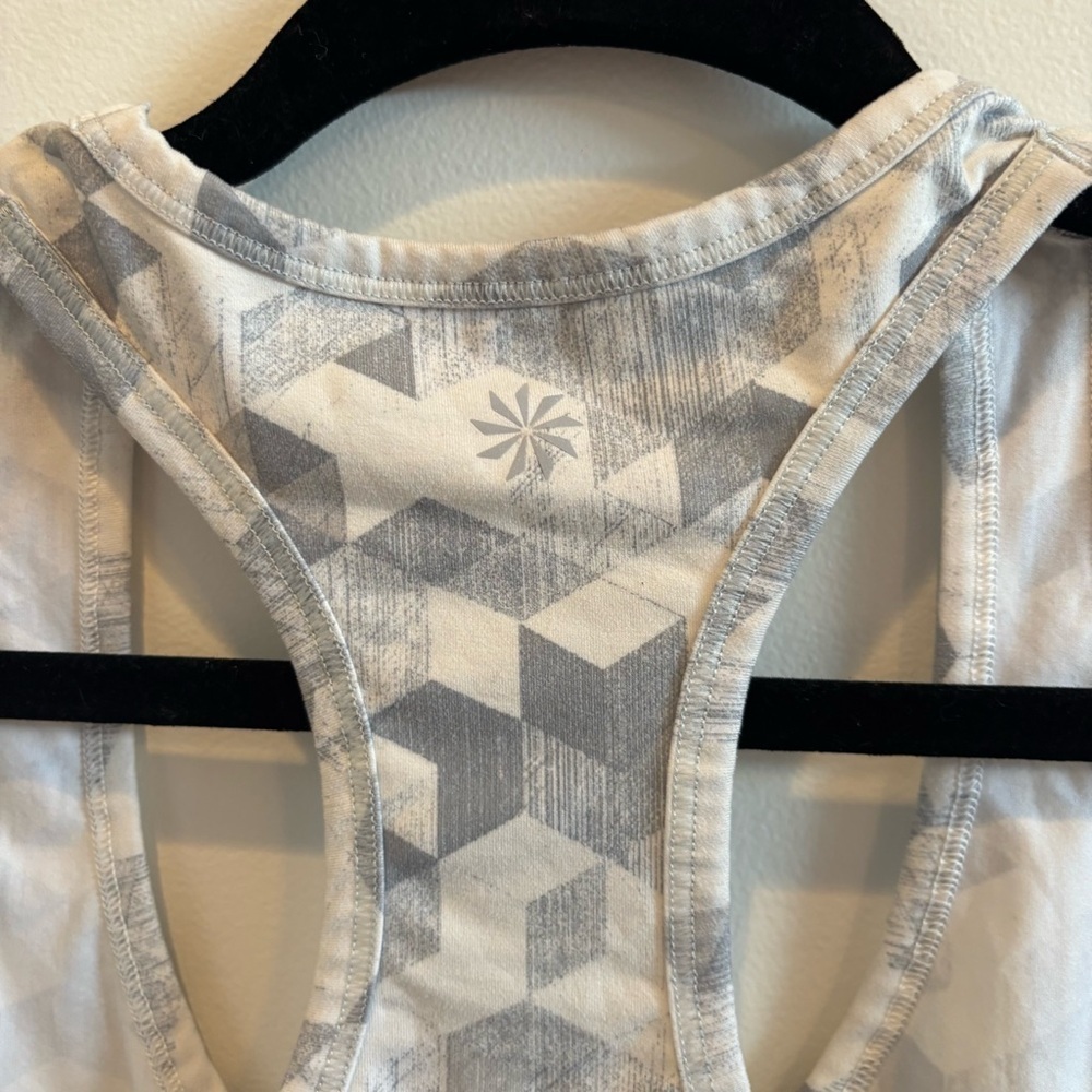 Athleta Womens Racerback Athletic Tank Top Grey White Geometric Print Size XS - Picture 5 of 8